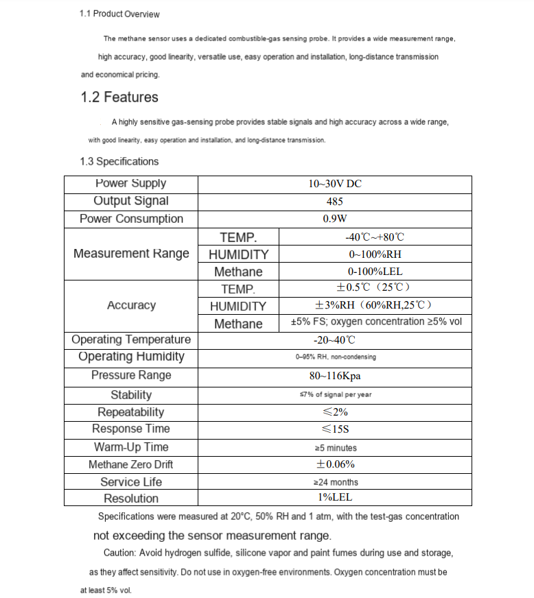 AY-300-CH4-RS Methane Transmitter — manufacturer information 5